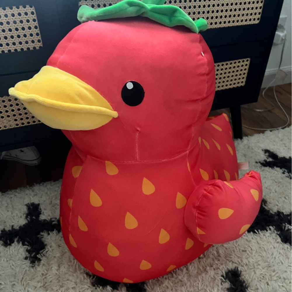 XL strawberry plush duck